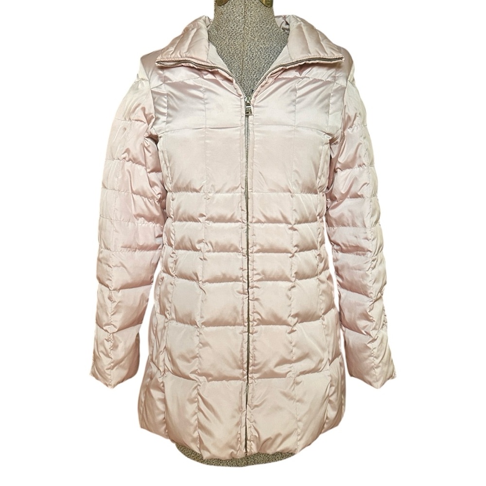 Andrew Marc Pink Goose Down Puffer Coat Long Quilted Winter Jacket Size Small